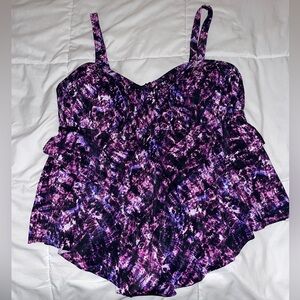 Torrid, Purple tie dye bathing suit top.